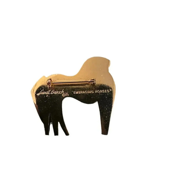 Vintage Laurel Burch Embracing Horses Gold Tone Brooch - Picture 2 of 3